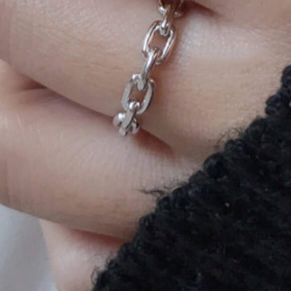 NEW 925 Sterling Silver Link Chain Adjustable Ring - Picture 5 of 6